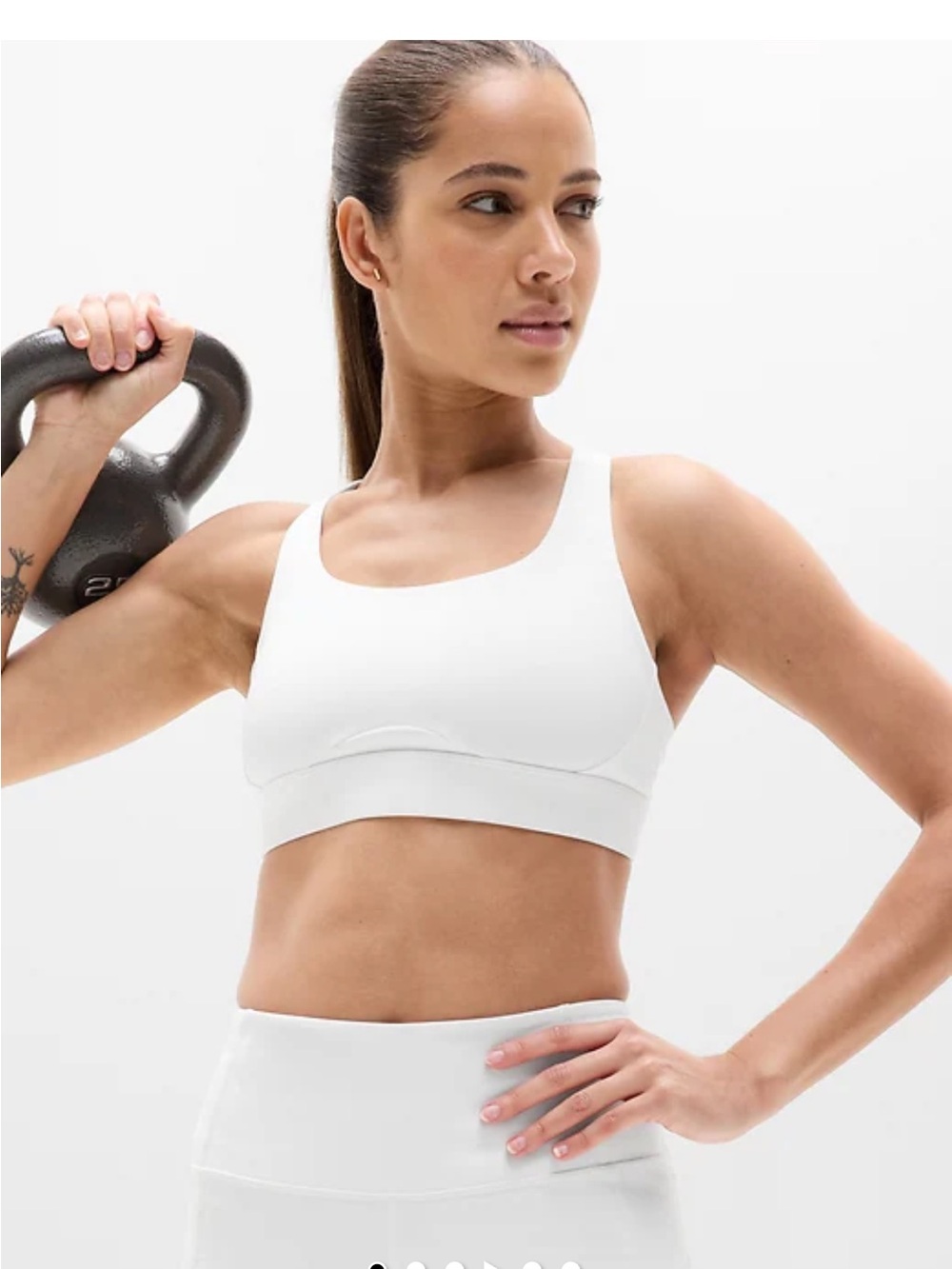 Athleta White Scoop-Neck Sports Bra